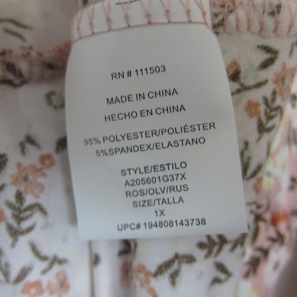 Lily Rose Smocked Babydoll Pink Floral Dress 1X NWT Ruffle Sleeves Cottagecore - Picture 6 of 10